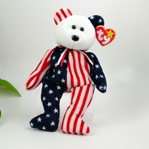 Ty Beanie Baby--Spangle Bear! - White Head
